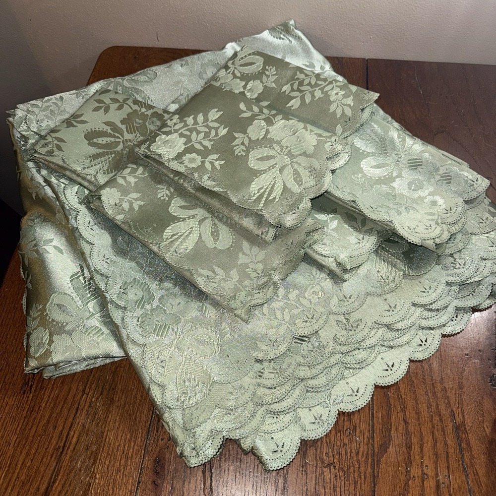 Light Sage Green Table Set- Tablecloth 101" X 60" and 8 Napkins or Placemats